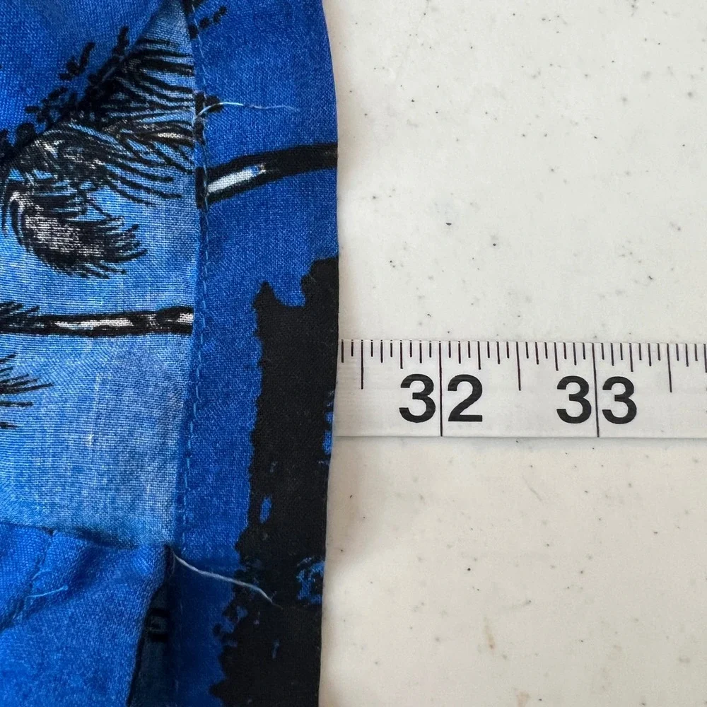 Uluwatu Collection Mens XXL Blue Tropical Palm Tree Rayon Button Down Shirt